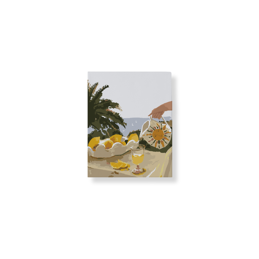 Paint Like Frida - Sun & Lemons Mini Framed Paint by Numbers Kit - Size 7.8 x 9.8 inches Mini Framed Canvas