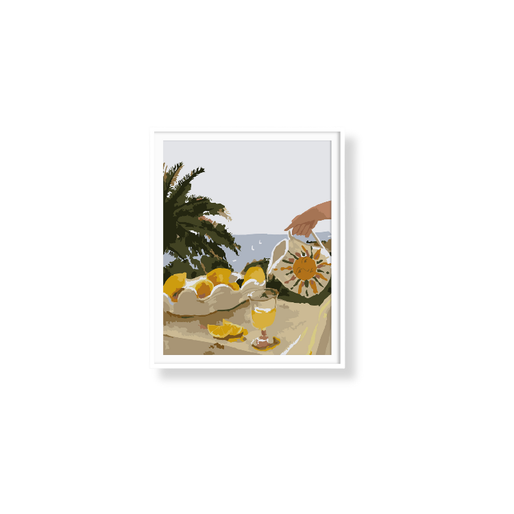 Paint Like Frida - Sun & Lemons Mini Rolled Paint by Numbers Kit - Size 7.8 x 9.8 inches Mini Rolled Canvas