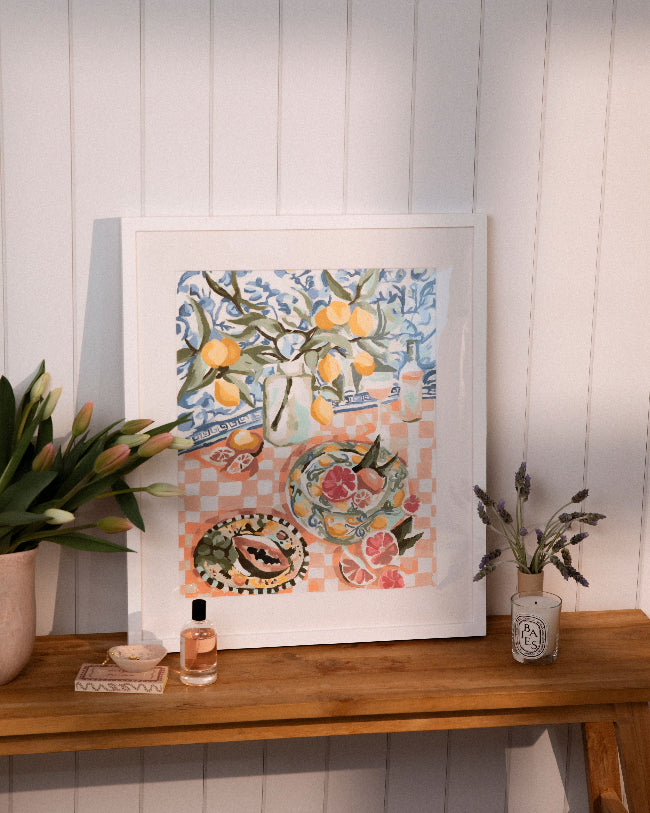 Minimalist white frame for paint by numbers kit