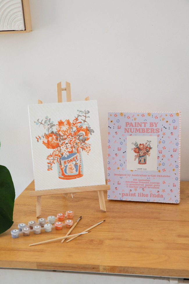 Paint Like Frida Aussie Breakfast completed painting in mini easel