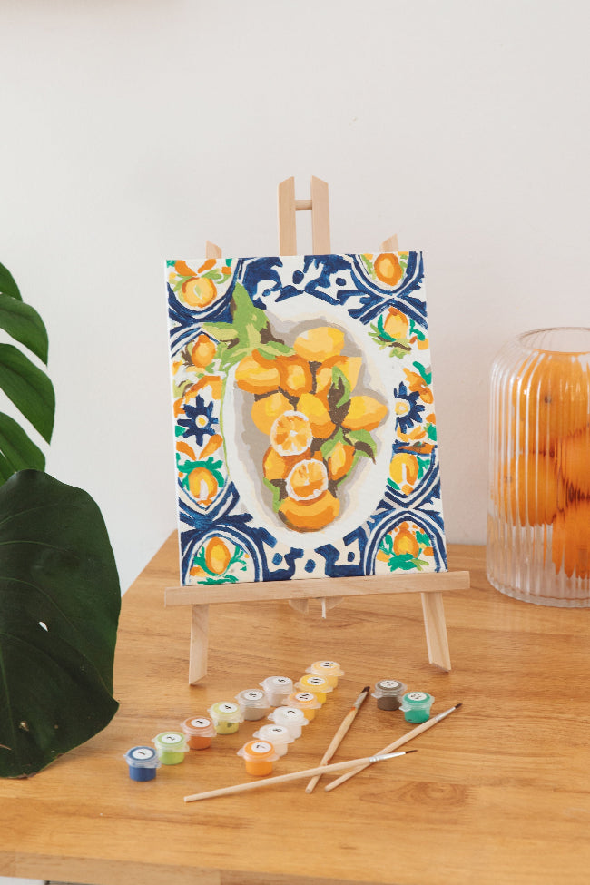 Paint Like Frida Amalfi Lemons mini framed kit in mini easel