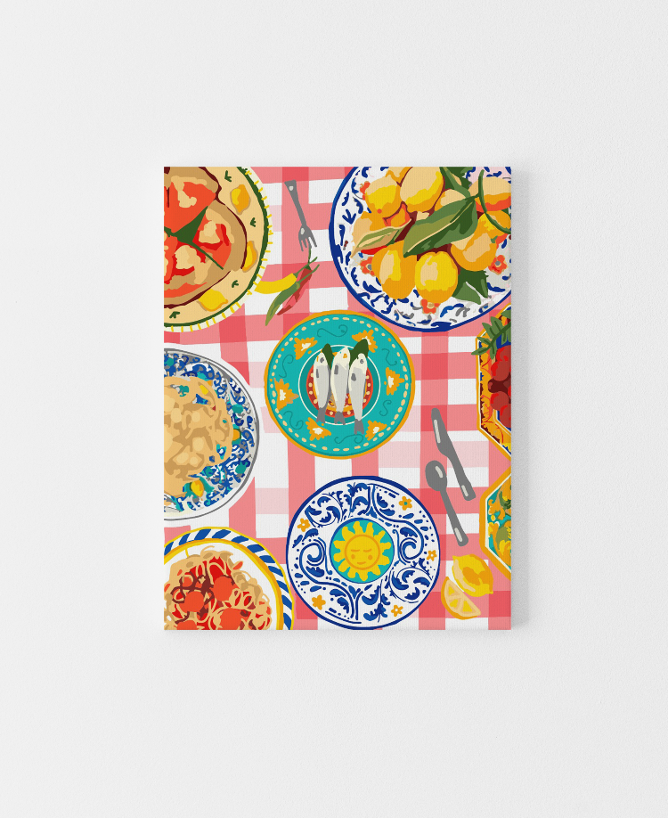 Paint Like Frida - Nonna’s House Big Framed Paint by Numbers Kit - Size 15.7 x 19.6 inches Big Framed Canvas - Completed Paint Like Frida Nonna's House big framed canvas