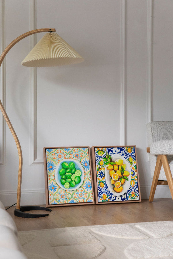 Paint Like Frida's Soda Lime and Amalfi Lemons big framed canvas in DIY wooden frames