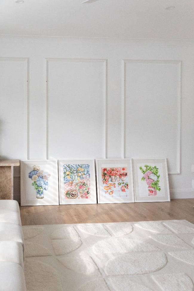 Paint Like Frida big rolled canvas framed in white minimalist frames