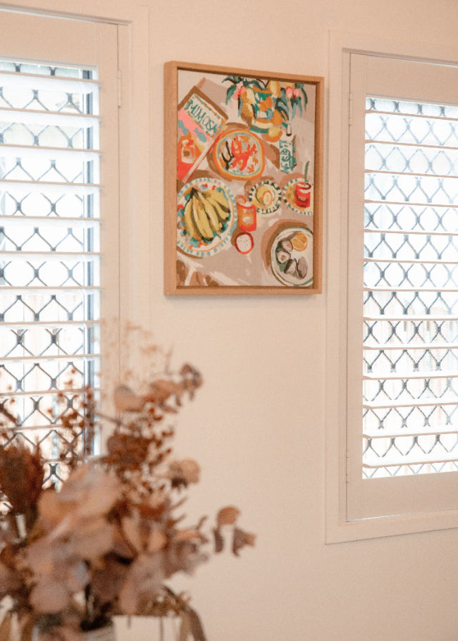 The One with the Prawns big framed canvas in DIY wooden frame